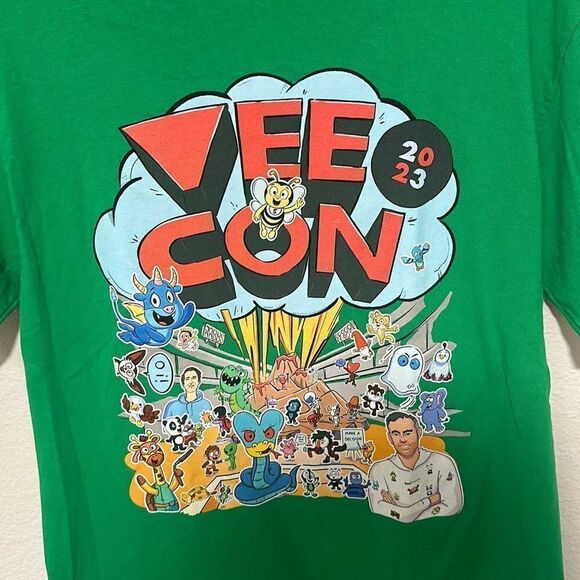 VeeFriends Mens Green VEE CON 2023 Limited Release Cotton Graphic T-Shirt Medium - Picture 2 of 6
